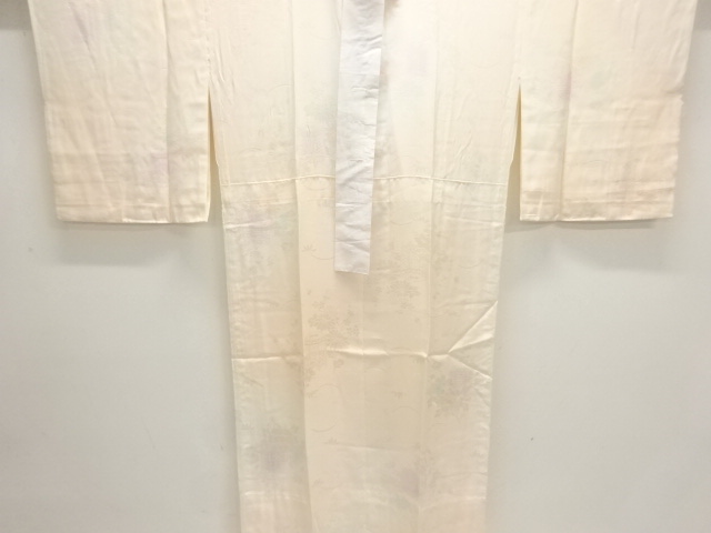 JAPANESE KIMONO / HITOEJUBAN / FLOWER PATTERN WOVEN SHELL / EMBROIDERE